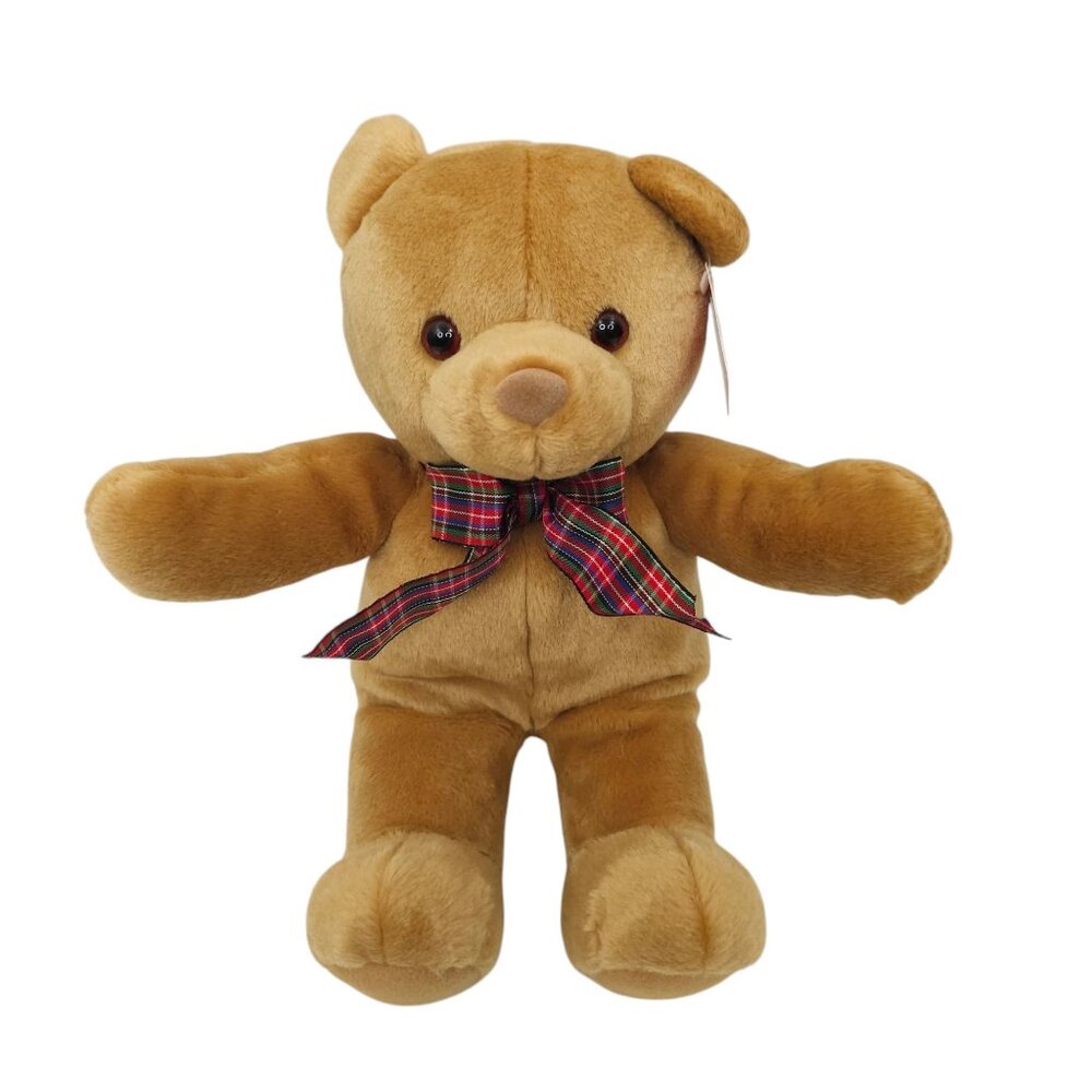 Gund Bo Bear Teddy Bear Plush 11" Tan Plaid Ribbon Stuffed Animal Toy 40813 NEWx